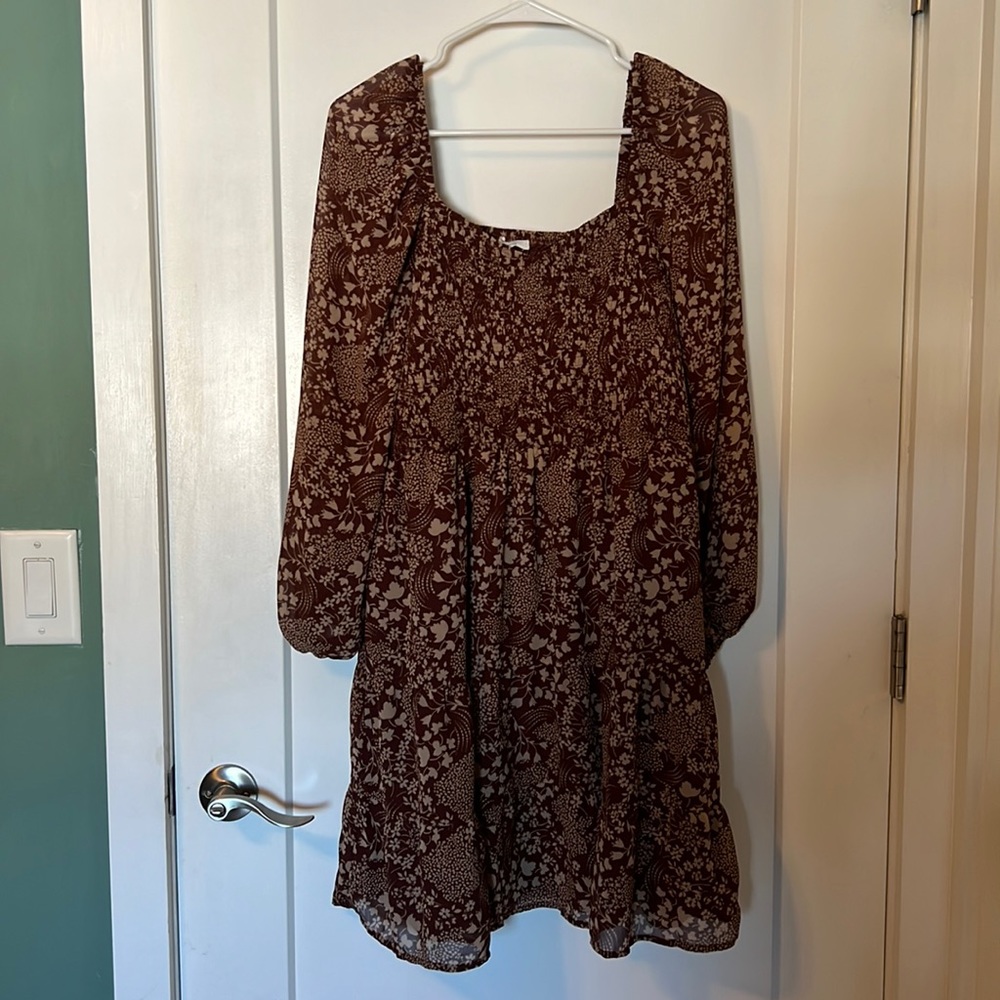 Espresso puff sleeve floral dress from Maurice’s